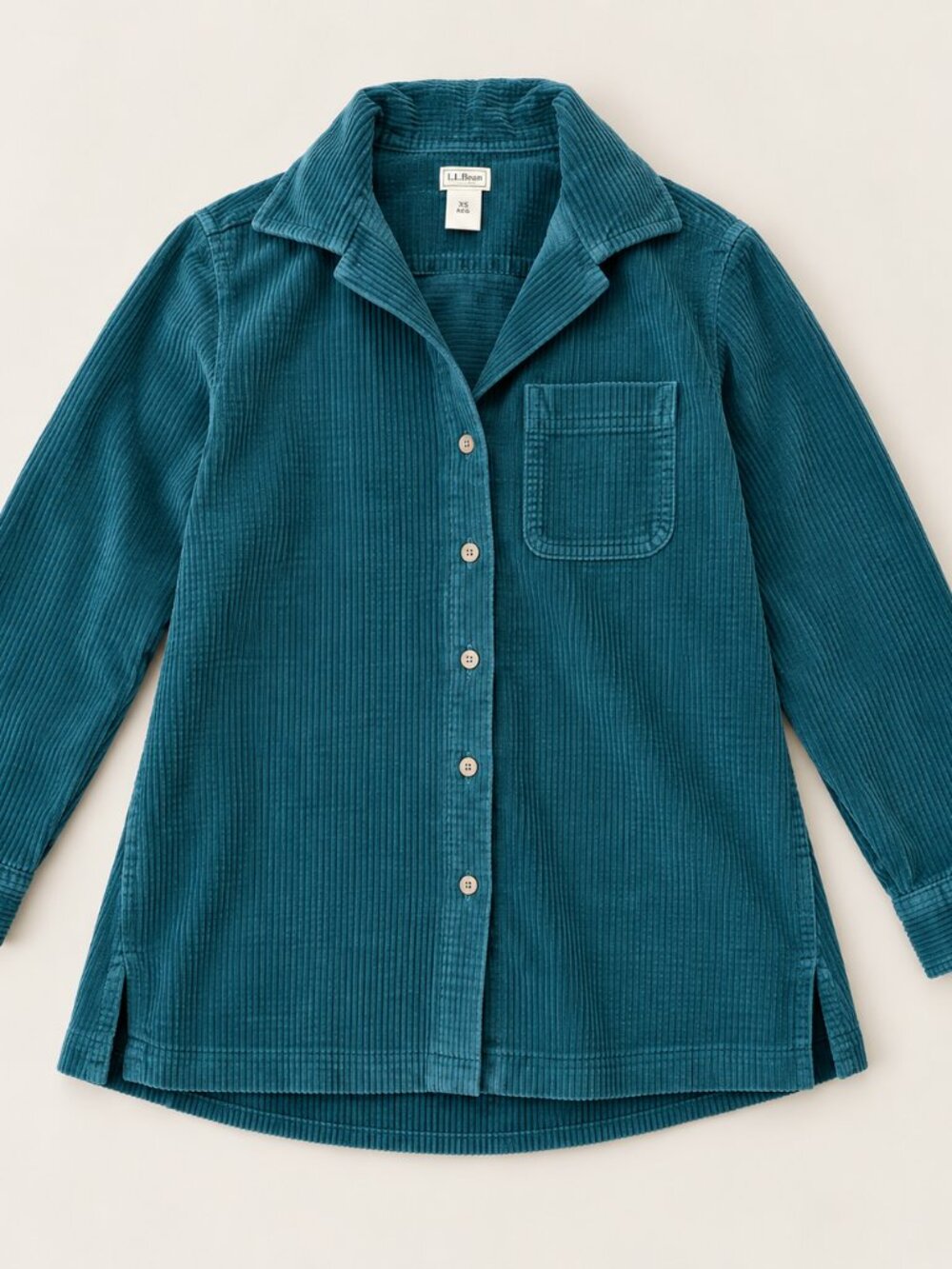 L.L.Bean Teal Corduroy Button-Up Shirt Jacket XS